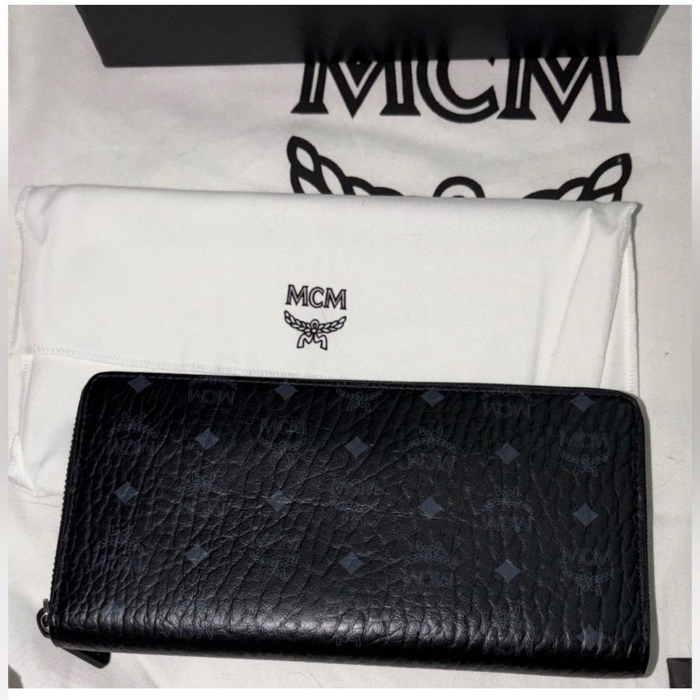 MCM Black Textured Leather Wallet